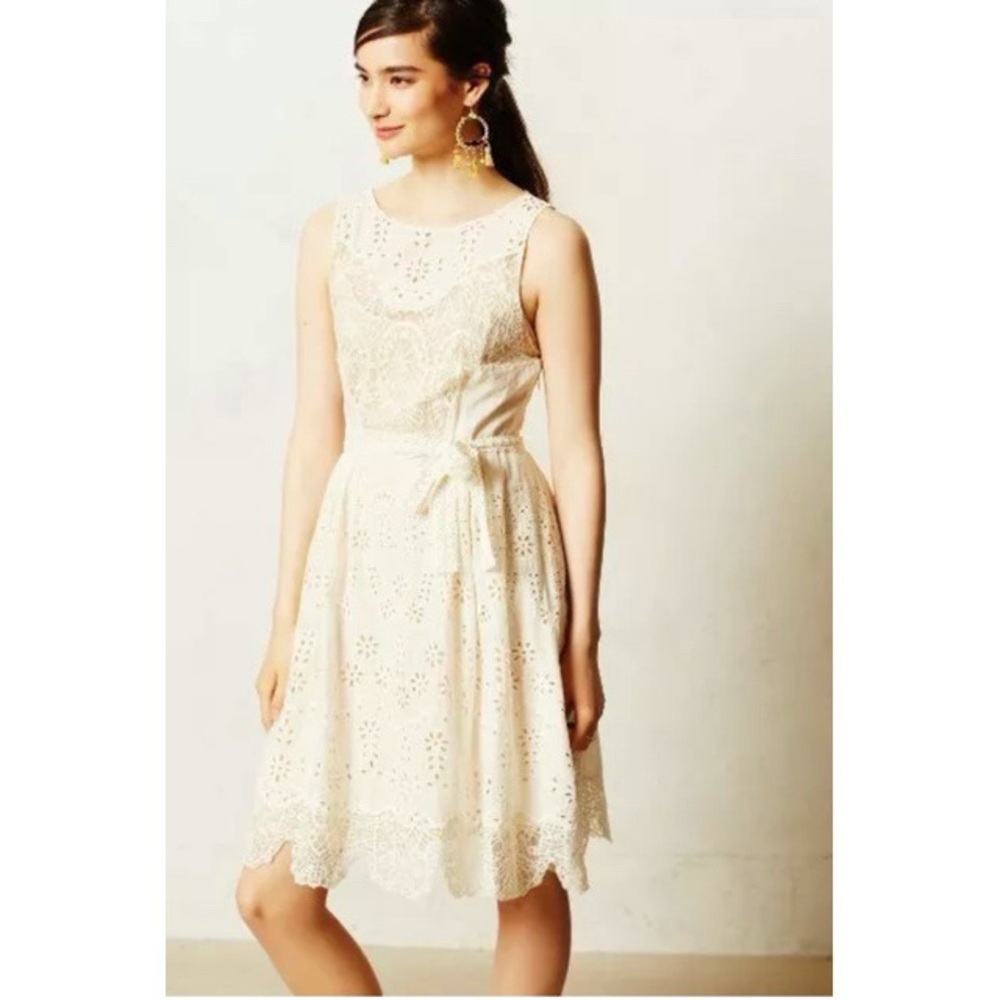 Anthropologie Dil - Cream Eyelet and Lace Dress